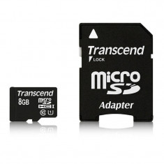 Card Transcend microSDHC 8GB Class 10 UHS-I cu adaptor SD foto