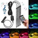 Cumpara ieftin Lumina LED RGB interior auto, senzor sunet, 4 benzi autoadezive, 12 V, telecomanda IR, ProCart