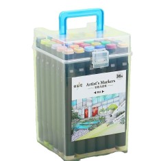 Set Cutie 36 Markere, Cyrax, cu Alcool, Artist Markers, Cutie Plastic cu Maner, Cyrax, Multicolor