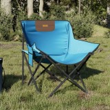 Set 2 Scaune Camping Pliabile Gossi, Buzunar Lateral, Albastru Aprins, Otel/Poliester, 59x54x67 cm, Max 120kg