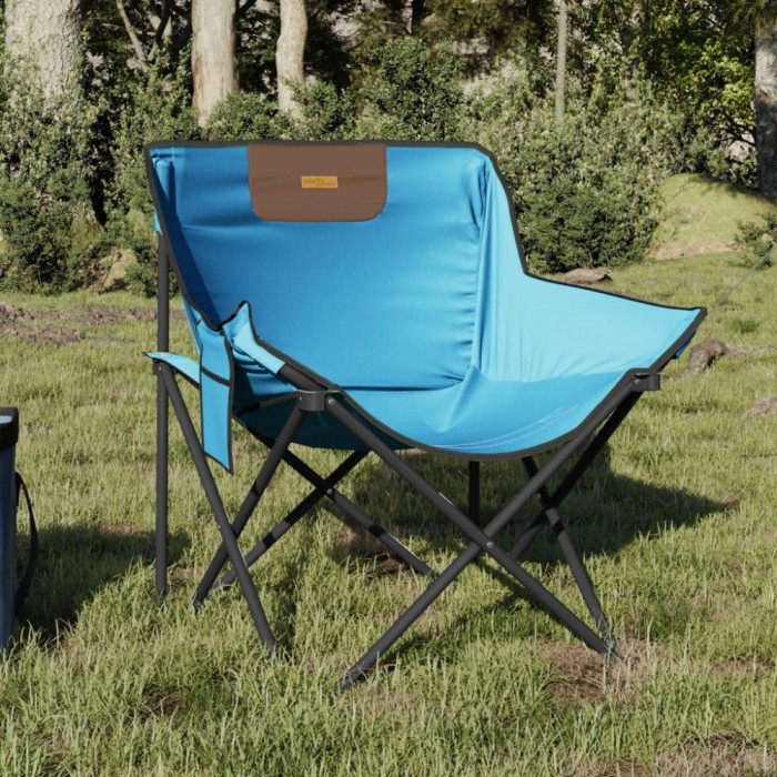 Gossi scaune de camping cu buzunar, pliabile, 2 buc., albastru aprins