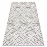 Covor sisal Flat 48731960 Pătrate caro, geometriai cremă / gri, 80x150 cm, Dreptunghi