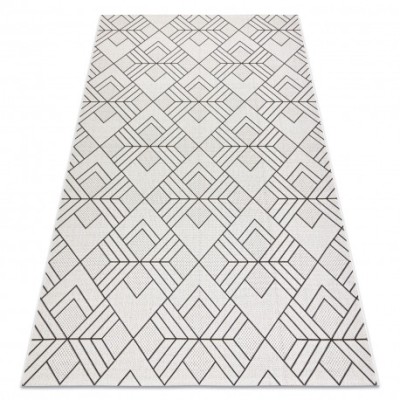Covor sisal Flat 48731960 Pătrate caro, geometriai cremă / gri, 160x230 cm foto