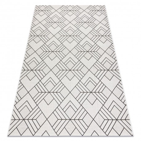 Covor sisal Flat 48731960 Pătrate caro, geometriai cremă / gri, 160x230 cm