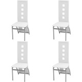 Cumpara ieftin Scaune de bucătărie, 4 buc., alb, piele ecologică
