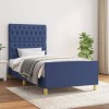 VidaXL Cadru de pat cu tăblie, albastru, 90x200 cm, textil