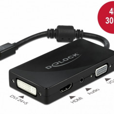 Adaptor pasiv Mini DisplayPort 1.2 la VGA / HDMI / DVI / Audio Negru, Delock 62073