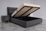 Pat Convers 160x200 cm Cu Lada De Depozitare Tapitat Catifea Gri Inchis Somiera Inclusa