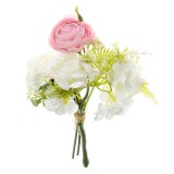 Buchet flori textile cu hortensii si bujor