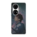 Husa compatibila cu Huawei P50 Pro model Night Silence Tanjiro Demon Slayer, Silicon, TPU, Viceversa, Transparent, Carcasa