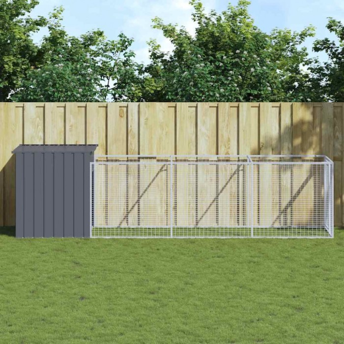 vidaXL Cușcă c&acirc;ine cu țarc antracit 110x405x110 cm oțel galvanizat 3189079