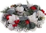Coronita advent alba naturala MagicHome, decor de Craciun 30 cm
