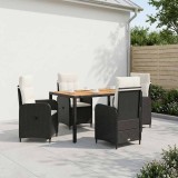 Cumpara ieftin Set dining pentru exterior 5 buc. Negru si Alb crem