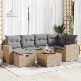 vidaXL Set canapele de grădină, 7 piese, cu perne, bej, poliratan 3325790