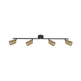 Cumpara ieftin Plafoniera Industrial Klausen Spike 4-G, 79x15.5x8 cm, 4 becuri GU10, Design Modern Auriu si Negru, Corp Iluminat Metalic pentru Living Dining