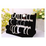 Cumpara ieftin Suport Bratari Ceasuri Bijuterii Catifea Negru/Rosu/Gri Time Veranda - Organizator Elegant 30.4cm