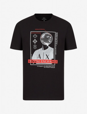 Tricou Armani Exchange slim fit negru foto
