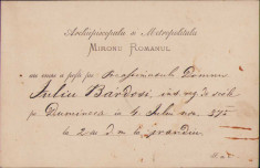 S304 Mitropolit Miron Romanul 1875 invitatie la pranz foto