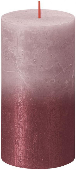Lum&acirc;nare bolsius Rustic, Crăciun Apus de soare Ash Rose+ Roșu, 130/68 mm