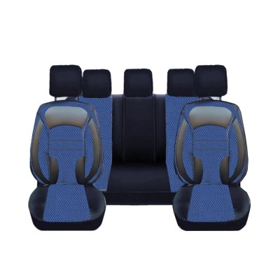 Set Huse Scaune Auto pentru Mazda CX-30 - DeluxeBoss stofa cu piele ecologica, negru cu albastru, 11 bucati foto