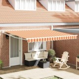Marchiză manuală retractabilă &icirc;n galben și portocalie 400x300 cm