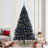 VidaXL Pom de Crăciun artificial pre-iluminat Negru 240 cm PVC 3397174