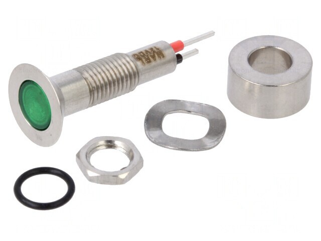 Lampă LED Verde 12V IP67 &Oslash;6,1mm