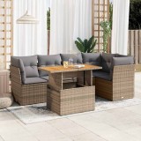 vidaXL Set canapele de grădină cu perne, 6 piese, bej, poliratan 3326929