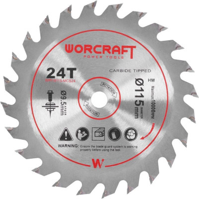 Disc circular pentru fierastrau 114784, 24 dinti, 115 mm, Worcraft foto