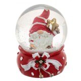 Glob Decorativ Crăciun, Model Gnome, Bază Roșie cu Panglică Albă, Diametru 4x6cm, Sticlă și Ceramică, Oem