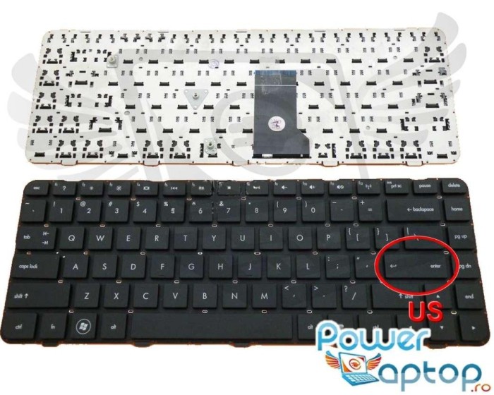 Tastatura HP Neagra Pavilion DM4 1030 layout US fara rama enter mic, Pavilion DM4 1040 layout US fara rama