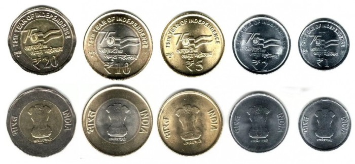 INDIA █ SET COMPLET COMEMORATIV █ 1+2+5+10+20Rp 2023 █ UNC PESTE2000_MONEDE_AICI