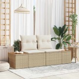Cumpara ieftin Sofa de grădină pentru 2 persoane cu perne din rattan poliester, bej