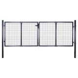 vidaXL Poartă de grădină din plasă, oțel galvanizat, gri, 300x100 cm 143363