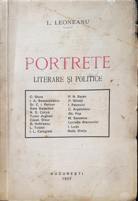 L.LEONEANU(dedicatie/semnatura) PORTRETE Literare si Politice - 1935 foto