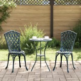 VidaXL Set scaune de grădină, 3 buc., verde, aluminiu turnat