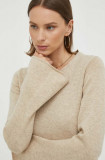 By Malene Birger pulover de lana femei, culoarea bej