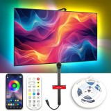 Banda LED RGBIC pentru TV, Bluetooth, Sincronizare Imagine, Inteligenta, TV Backlight, Control Aplicatie sau Telecomanda, Compatibila cu Diagonala TV