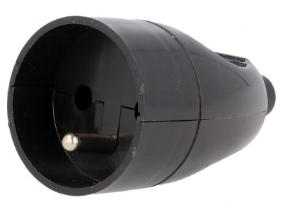 Conector alimentare AC 2P+PE 250V 16A negru foto