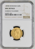 Moneda AUR 20 lei 1890, Carol I, certificata UNC Detailes