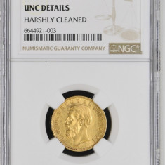 Moneda AUR 20 lei 1890, Carol I, certificata UNC Detailes