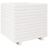 Cumpara ieftin Jardiniera de gradina, alb, 50x50x49,5 cm, lemn masiv de pin
