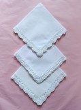 Lot de 3 batiste Vintage din bumbac cu margine crosetata manual