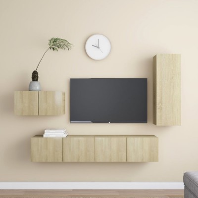 vidaXL Set de dulapuri TV, 4 piese, stejar sonoma, lemn prelucrat 3078993 foto