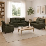 Cumpara ieftin Set de canapea 3 pcs Verde Army Piele Suedata Sintetica