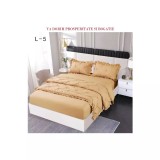 Cumpara ieftin Lenjerie de Pat Finet, Pliuri Brodate cu Elastic, 4piese, Galben Inchis - PUC125