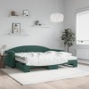 VidaXL Pat de zi cu extensie și saltele verde &icirc;nchis 90x200 cm catifea 3197327
