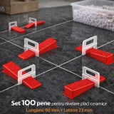 Set PRO 100 pene pentru nivelare placi ceramice, 90 mm, latime 23 mm