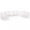Set mobilier de gradina, 7 piese, alb, lemn masiv de pin