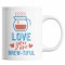 Cana alba personalizata &quot;Iubire, esti frumoasa cand faci cafea&quot;, INOVATIX&reg;. 330 ml